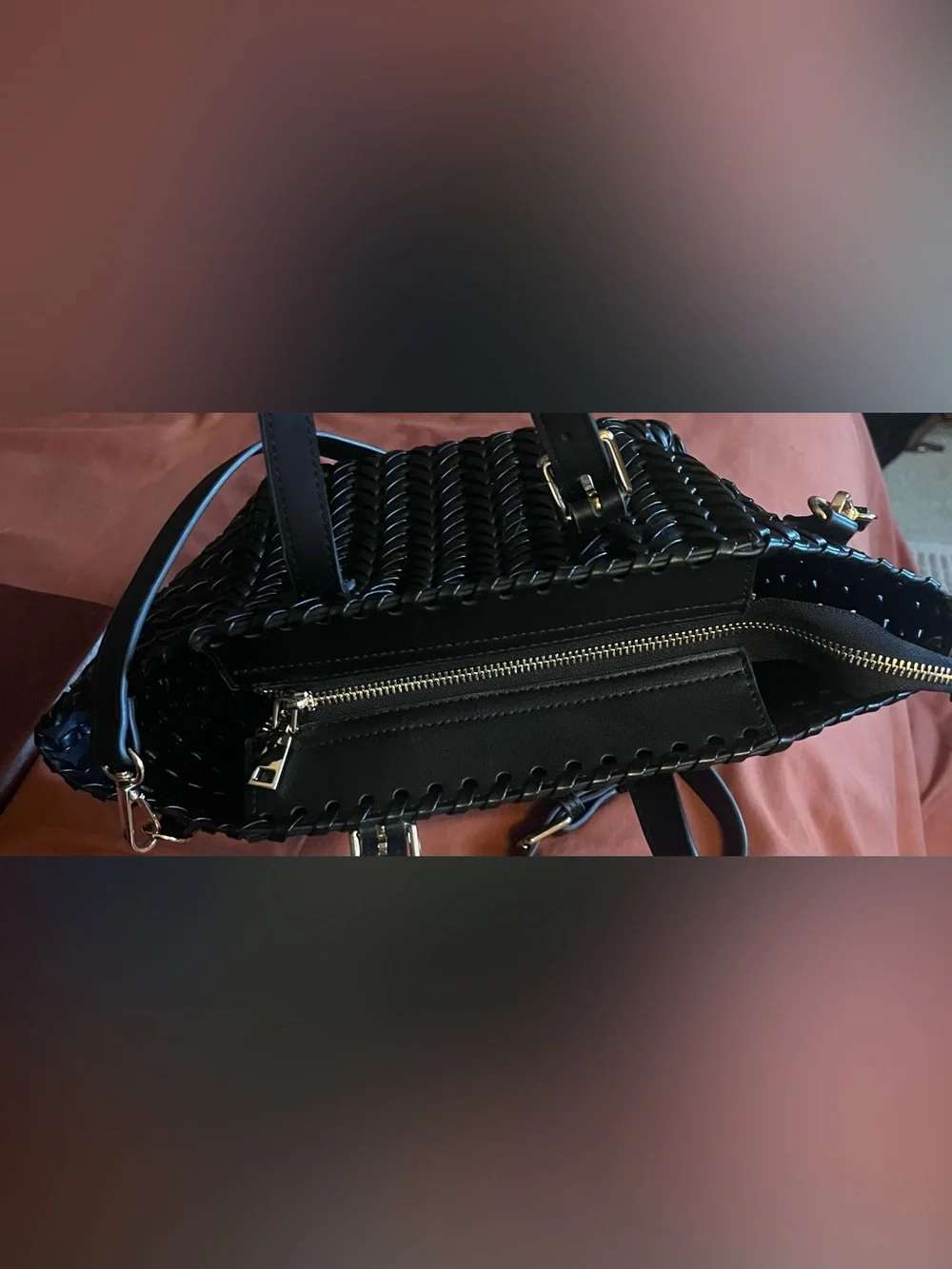 Black Woven Satchel